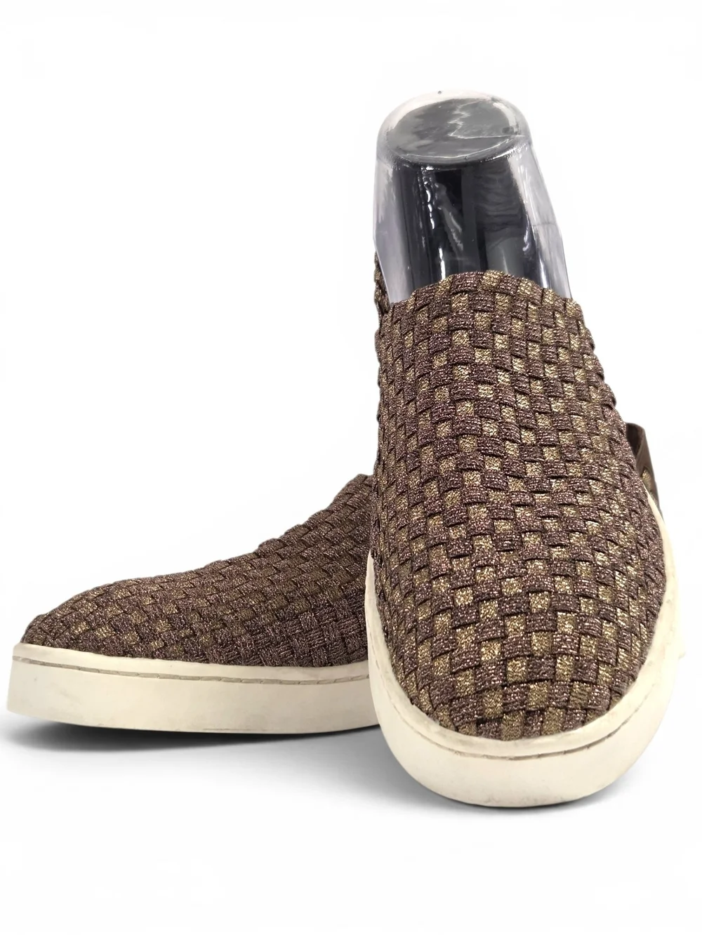 Steve Madden EXX Metallic Bronze Woven Slip-On Sneakers Size 9 EUC